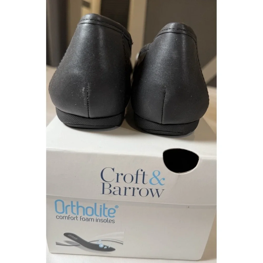 NIB Croft & Barrow Womens 8.5 Black Ballet Flats Ortholite Comfort Slip On